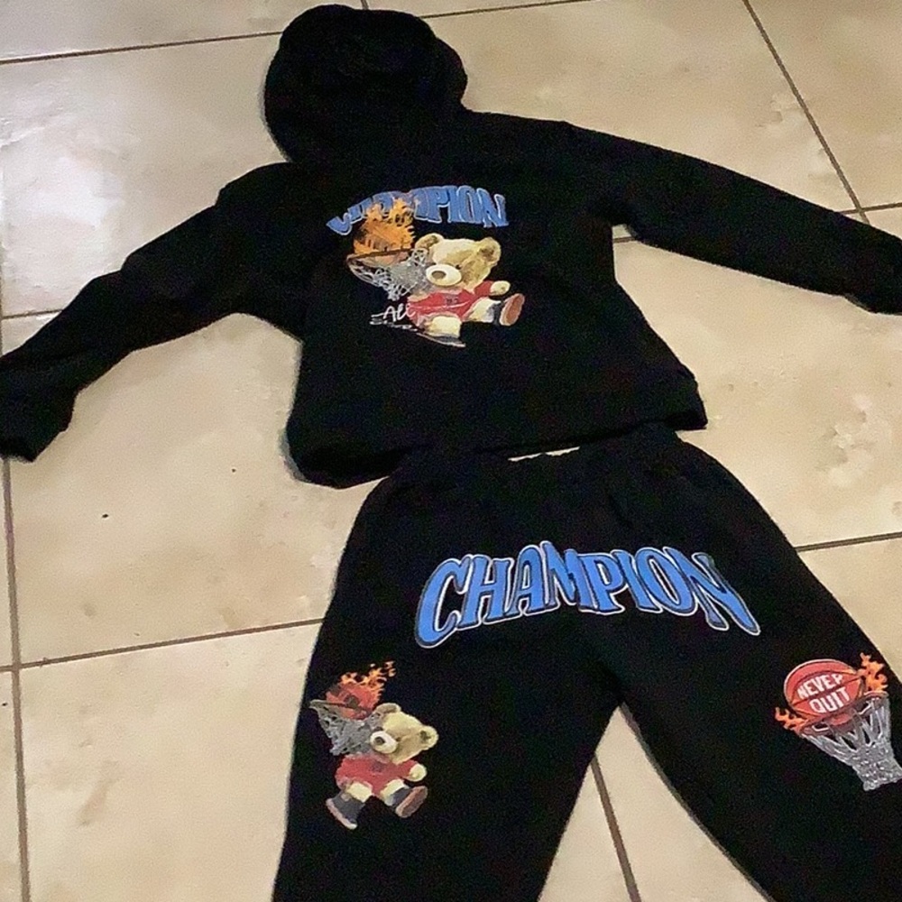 Champion Kids Matching Set - Black with Blue and Red Accents